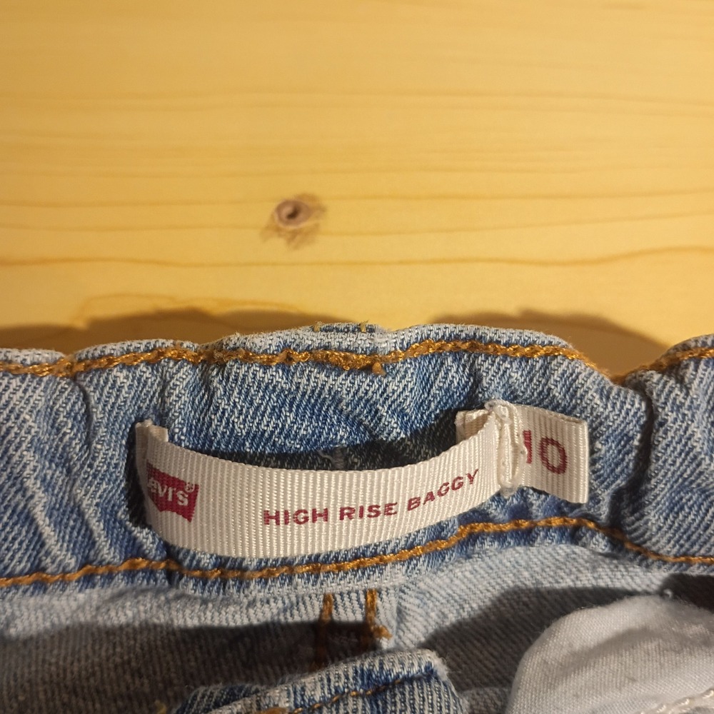Levi's High Rise Baggy Jeans Girls Size 10 Light Wash Distressed Ripped Denim